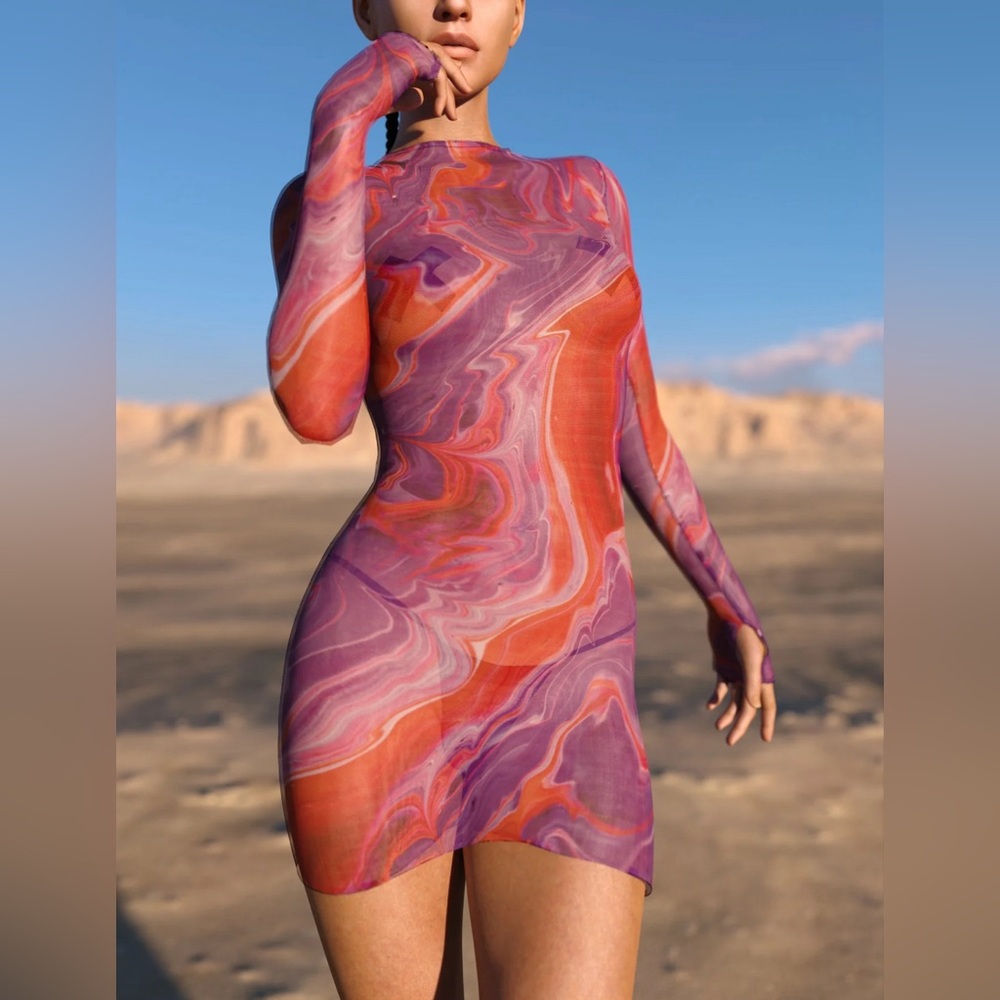 high rise mesh short dress